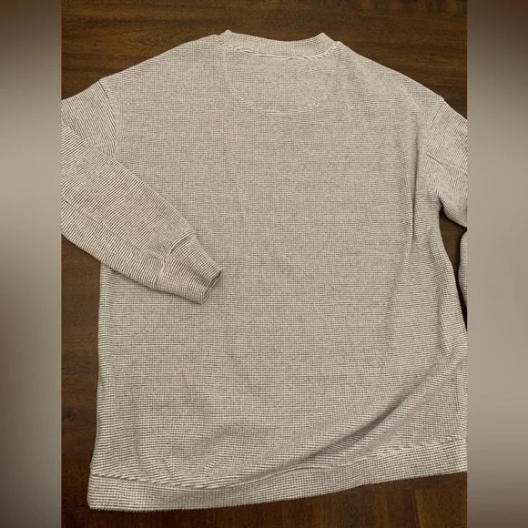 Aerie Getaway Waffle Crewneck Sweatshirt Women’s XS Oversized White Blue Knit - Picture 3 of 3